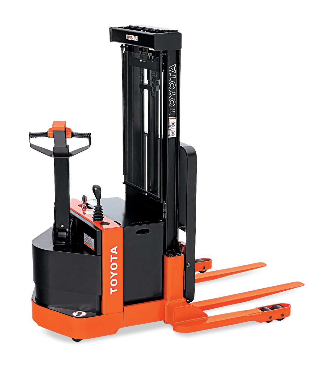 Apilador industrial con operador de conductor acompañante