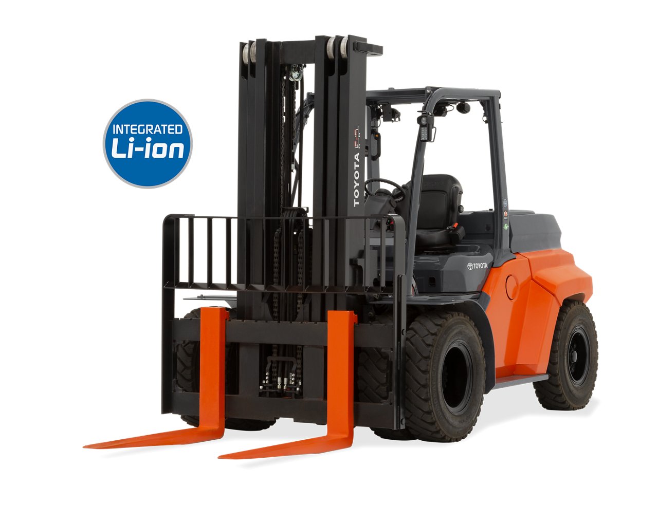 Toyota Integrated Large Electric Pneumatic Forklift facing forward