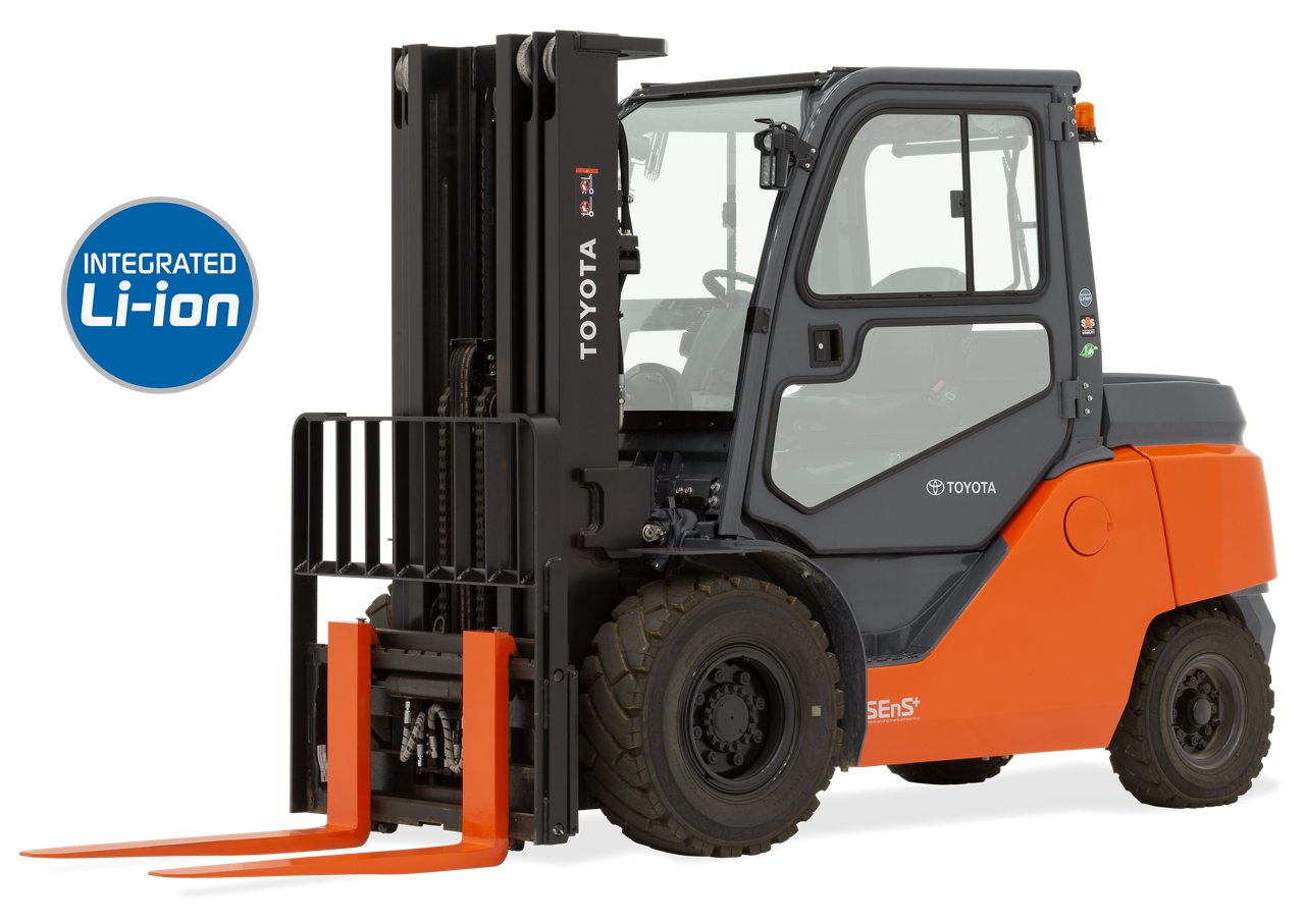 Toyota Integrated Mid Electric Pneumatic Forklift facing forward