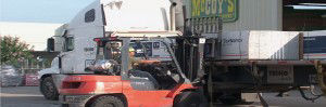 Loading forklifts with material in parking 