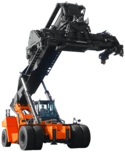 Studio photo of Toyota's Reach Stacker Container Handler with white background 