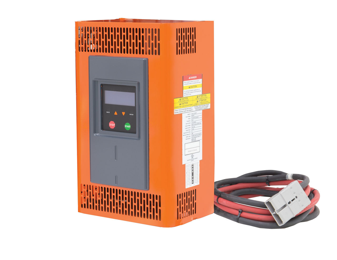 orange lithium-ion charger with charging cord