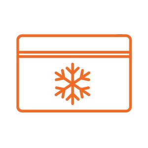 cold storage icon in orange with a snowflake