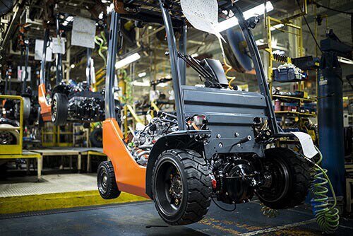 forklift on the assembly line